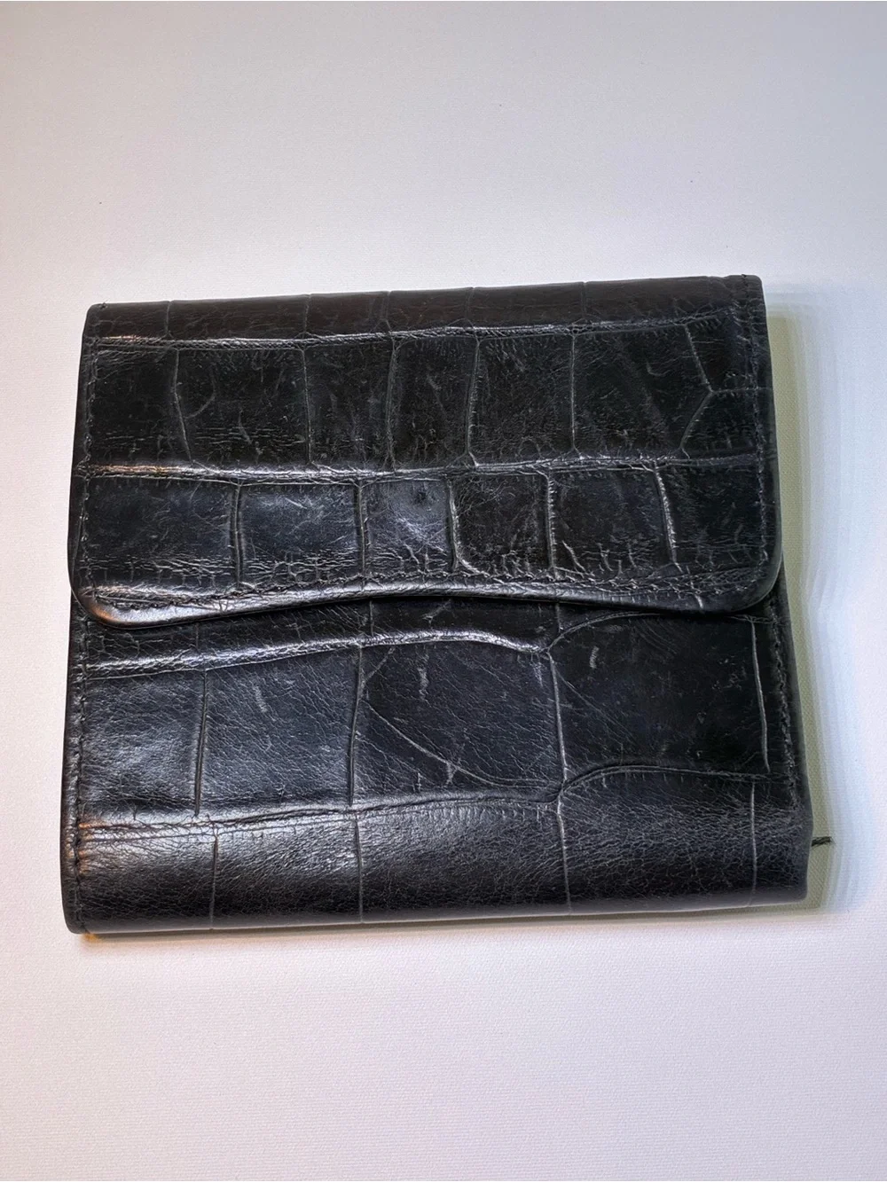 Black Croc-Embossed Leather Wallet